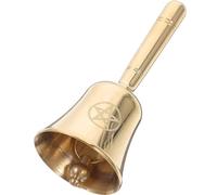 HOMOCONO Pentagram Altar Handheld Bell Metal Bell for Tarot Ceremony Divination Ritual with Gold Five-Pointed Star Suitable for Altar Supplies and Meditation