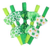 HOMOCONO Pet Collars St Patrick's Day for Dogs and Cats 5pcs with Green Clover Bow Ties, Lightweight Polyester Material for Street or Festival Atmosphere