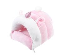 HOMOCONO Pet Hamster Warm Hideout Nest with Crystal Wool Material, Easy to Carry and Lightweight Small Animal Bed for Cage Use, Pink Fashion Design with Hook and Buckle for Guinea Pig