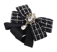 HOMOCONO Pin Alloy Decoration Rhinestone Material Cloth Zinc and Elegant Black Bow Brooch with Sparkling Stylish Bowknot Design Lapel for Women for Casual Day and Occasions
