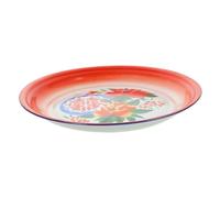 HOMOCONO Plate Enamel Serving Dish Style Chinese Enamel Round Retro Smooth and Safe for Office Use Or Housewearing for Fruits and Foods