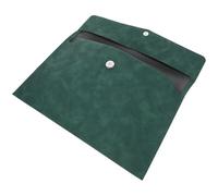 HOMOCONO Portable Faux Leather Document File Pouch Organizer with Button Closure Reusable Folder for Tax Papers Contracts Bills and Office Storage in Green