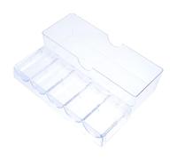 HOMOCONO PS Transparent Storage Box for Game Chips with Lid Five Grid Design 100 Capacity Easy Storage and Visibility for Mahjong Players