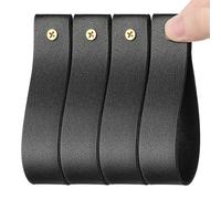 HOMOCONO PU Curtain Rod Holders Wall Mounted Hooks for Bathroom Kitchen Bedroom, Bohemian Style Multi-Functional Strap Holders for Curtains and Towels, 4Pcs Sturdy Set