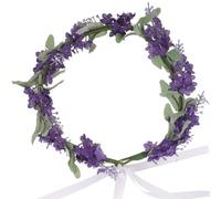 HOMOCONO Purple Lavender Floral Headband for Women, Comfortable Lightweight Cloth Hair Accessory, Elegant Chic Style for Photo Taking and Party Wear