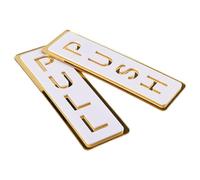 HOMOCONO Push Pull Door Stickers for Glass Entrance Doors, 2Pcs White and Gold Double-Layer Acrylic Mirror Finish, Easy-To-Clean Business Identification Plates for Retail and Office
