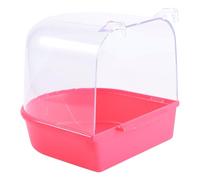HOMOCONO Red Plastic Bird Bath for Small Birds Eco-friendly Design and Semi- Cover, Parrot Bath Bowl for Cage Use and Caged Parrot Bathing