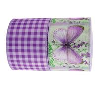 HOMOCONO Ribbon 5 Yards Length 2 Rolls Burlap Buffalo Plaid Wired Edge Purple 6.3cm Width with Iron Wire Structure for Wrapping Ribbon Presents and Bowknot Making