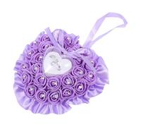 HOMOCONO Romantic Rose Wedding Heart Ring Pillow with Rhinestone Decoration Heart-shaped Ring Cushion Made of Foam and Plastic and Atmosphere Creation