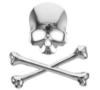 HOMOCONO Silver Skull Auto Emblem Decal Car Badge Sticker in Zinc Alloy with 3d Design for Trailer and Suv, Easy DIY Installation for Vehicle Decoration on Smooth Surfaces