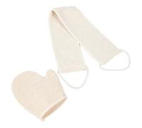 HOMOCONO Sisal Exfoliating Shower Gloves Double-sided Body Scrubber Mitt Set with Back Scrubber Strip Natural Fiber Bath Accessories for Deep Cleansing and Skin Renewal