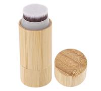 HOMOCONO Small Foundation Brush with Roller for Even Makeup Application, Soft Fiber Bristles, Wood Handle and Volcanic Rock Material, for Facial Makeup and Portable Use