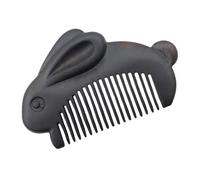 HOMOCONO Small Massaging Comb Wooden Hair Comb Adorable Rabbit Shape Black Wood Deform Resistance Skin-friendly Portable Grooming Tool for Wife