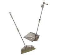 HOMOCONO Soft Bristle Broom and Dustpan Set Lightweight PET Household with Long Handle for Effortless Sweeping Elegant Grey Color for Home Use
