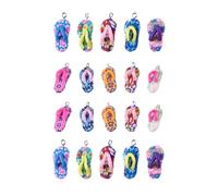 HOMOCONO Soft Clay Flip-flops Charms Tropical Style Decoration Accessories for DIY Jewelry Making 30pcs Color for Summer Bracelets and Necklace Crafting