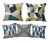HOMOCONO Square Throw Pillow Cover Cushion Cover 45x45cm Linen Material Geometric Pattern Simple Elegant Design Comfortable Touch for Sofa Couch Home Decor