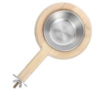 HOMOCONO Stainless Steel Parrot Feed Bowl with Wooden Perch and Water Cup, Easy to Install Bird Cage Feeder for Parrots and Birds, Practical Feeding Station for Pet Cages