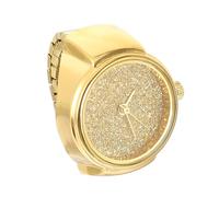 HOMOCONO Stylish Finger Watch Ring for Women with Quartz Movement and Accurate Time Keeping, Golden Alloy and Glass Mirror Design, for Birthdays and New Year Gifts