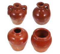 HOMOCONO Succulent Ceramic Flowerpots 4Pcs Set, Mini Half-Glazed Clay Plant Containers for Indoor Table and Micro Landscape Decoration, Small Handmade Planters for Crafting