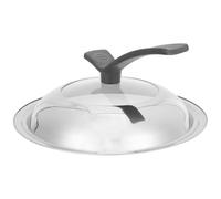 HOMOCONO Thickened 28Cm Stainless Steel Pot Lid with Glass Center, Household Universal Pan Cover, Visible Dome Shape Cookware Lid for Wok and Frying Pan