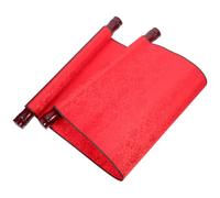 HOMOCONO Traditional Chinese Style Wedding Scroll in Red Cloth with Blank Printing Area for Painting Or Writing Convenient Wedding Scroll Decor
