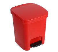HOMOCONO Trash Can with Flip Lid and Foot Pedal Red 10L Plastic Rectangular Waste Bin for Kitchen Recycling and Office Use