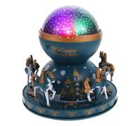 HOMOCONO Unique Carousel Music Box with Multicolored Projection Light, Portable Abs Material Desktop Decoration, Holiday and Home, Creative and Beautiful Ornament