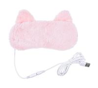 HOMOCONO USB Heating Eye Mask Pink Flannel Sleep Eye Mask with 3D Cartoon Design for Home Use Before Going to Bed