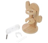 HOMOCONO Vertical Waterer Holder for Small Pets Chinchilla Hamster Bottle with Stand Plastic and Wood Material Easy to Observe Water Level Wear-resistant for Pet Cages Random Color