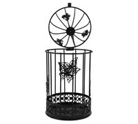 HOMOCONO Vintage Black Iron Candlestick Holder Large Bird Cage Design for Home Decor and Creating a Romantic Atmosphere Classic Country Style Metal Material