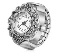 HOMOCONO Vintage Stylish Accessory Ring Octagonal Watch Quartz for Men and Women with Elastic Band, Precise Time Keeping and Easy to Put or Take Suitable for Many Kinds of Occasion
