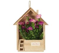 HOMOCONO Wall Hanging Flower Ornament Decorative Flower Basket Silk Cloth Wood Basket Wall-mounted Design Space-saving Home Desktop Office Decoration