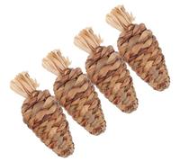 HOMOCONO Water Grass Bunny Chewing Teeth Cleaning and Stress Relief 4pcs Brown Carrot Shape for Small Furry Animals and Guinea Pigs for Cage Use