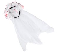 HOMOCONO White Rose Headband with Flexible Crown Veil Design, Cloth and Plastic Material, for Day the Dead and Halloween Party Accessories