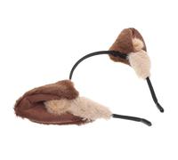 HOMOCONO Wolf Ears Headband Plush Dark Brown Animal Accessory for Women and Teens, Photo Props and Face Washing, Halloween Party and Spa Use