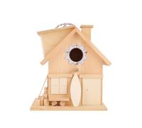HOMOCONO Wooden Birdhouse for Outdoors Hanging with Hanging Design and Lasting Use, Candlenut Material Bird Box Suitable for Yard and Park, Beige Country Style Outdoor Garden Nesting House