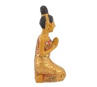 HOMOCONO Wooden Buddha Statue Welcome Ornament Small 25cm Gold Decor Thai Style Desktop Greeting Figurine for Home Decoration