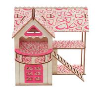 HOMOCONO Wooden Climbing Hamsters Hideout House with Double Layer Design and Climbing Ladder Small Animal Hut Play for Hamster