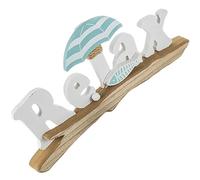 HOMOCONO Wooden Nautical Table Sign Relax Word Block Freestanding Fish Ornament for Coastal Bathroom Beach House Decoration
