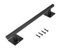 Homode 12 Inch Sliding Barn Door Handle, Matte Black Iron Steel Pull Handle Hardware, Rustic Square Style, for Barndoor, Gate, Garage
