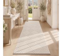 Homodeco Living Room Area Rug 80 x 200 cm, Beige Carpet Runners Non Slip | Soft Washable Runner Rug for Hallway, Shaggy Modern Boho Kitchen Floor Mat, Long Carpet for Bedroom, Laundry and Entryway