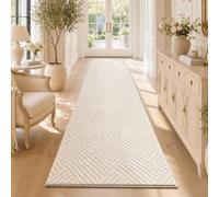 Homodeco Living Room Area Rug 80 x 300 cm, Beige Carpet Runners Non Slip | Soft Washable Runner Rug for Hallway, Shaggy Modern Boho Kitchen Floor Mat, Long Carpet for Bedroom, Laundry and Entryway