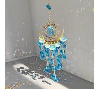 Homoji Crystal Suncatcher Wind Chimes,Outdoor Garden Decoration,Chandelier Aurora Rainbow Sun Catcher Glass Prisms Ornament,Window Hanging Pendant (Blue)