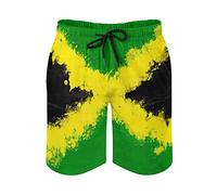 Homokoir Mens Jamaican Flag Swim Trunks Quick Dry Board Shorts with Mesh Lining, Color2, 3XL