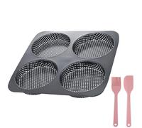 HOMOMSAE Large Hamburger Bun Pan, 5 Inch Perforated Commercial Non-Stick Carbon Steel Baking Mold, 4-Cavity Big Baking Pan for Homemade Hamburger Buns Meat Pie Bread Mini Pizza