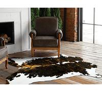 HOMORE Cow Hide Rug 6.2 x 5.2 Feet, Large Cowhide Rugs for Living Room Durable and Non Slip Faux Fur Animal Cow Print Carpet for Bedroom Office Western Decor, Dark Brown