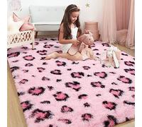 HOMORE Leopard Print Carpet Rugs, 4x6 Feet Pink Leopard Rug for Girls Bedroom, Soft Cheetah Print Carpet Rugs for Living Room Western Decor, Modern Indoor Fluffy Area Rug for Kids Nursery Dorm Decor