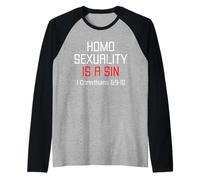 Homosexuality Is A Sin I Corinthians 6:9-10 Apparel Raglan Baseball Tee