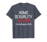 Homosexuality is A Sin I Corinthians 6:9-10 Apparel T-Shirt, Men, Heather Blue, 3X-Large