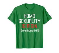 Homosexuality is A Sin I Corinthians 6:9-10 Apparel T-Shirt, Men, Kelly Green, Medium